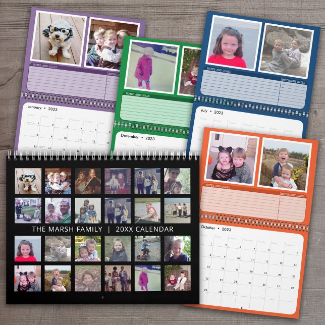 Calendrier 24 Collage de photos - 2 par mois - Dates Notes Ob (Créateur téléchargé)