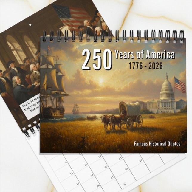 Calendrier 250 Years of America, Patriotic, American History (250 Years of America Calendar / famous quotes)