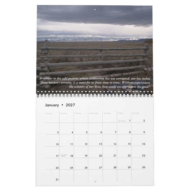 Calendrier 2 de paysage (Jan 2027)