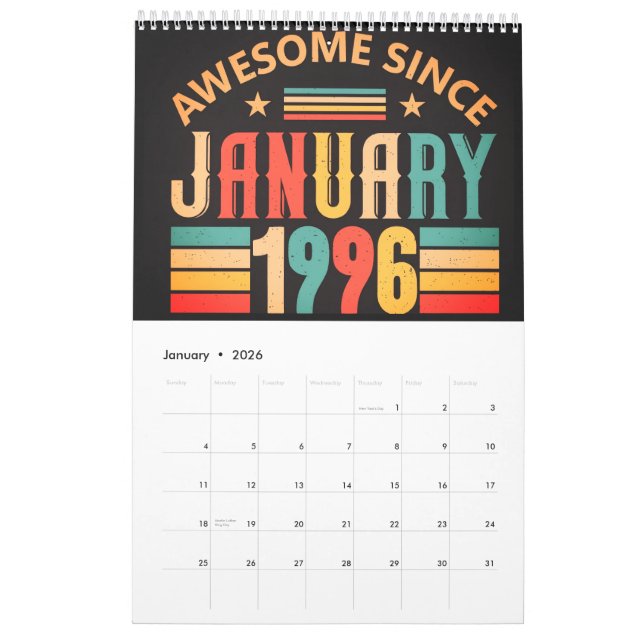 Calendrier 30th Birthday Calendar  (Jan 2026)