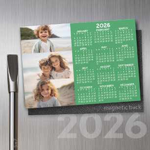 Calendrier - 3 Photos - Aimant blanc vert de base