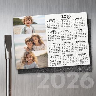 Calendrier - 3 Photos - Magnet noir blanc de base