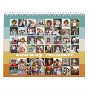 Calendrier 48 Photo - Retro Stripe Colorful Family