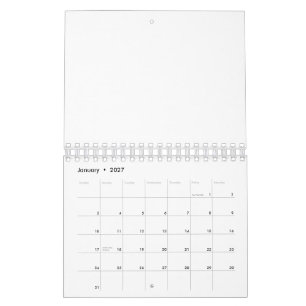 Calendrier 5,5" x 7" Deux pages Petit Blanc