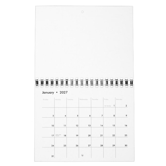 Calendrier | 5,5" x 7" Deux pages Petit Noir (Jan 2027)