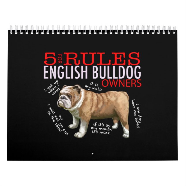 Calendrier 5 règles pour les propriétaires de bulldog anglais (Protection)