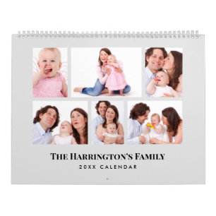 Calendrier 6 Sections Photos Familiales Cadres Gris Minimalis