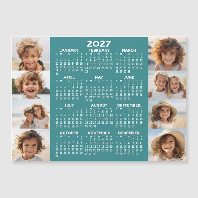 Calendrier - 8 Photos Aimant Bleu Blanc De Base (Devant)