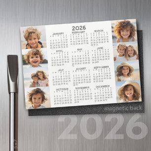 Calendrier - 8 Photos - Gris Basique Aimant Blanc