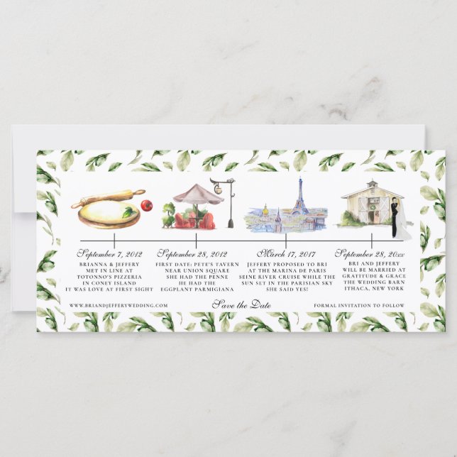 Calendrier à l'aquarelle pour mariage, carte de sa (Devant)