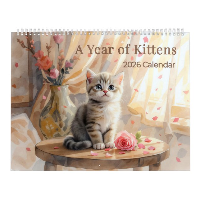 Calendrier A Year of Kittens 2026 Wall Calendar (Protection)