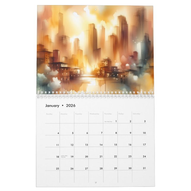 Calendrier Abstract City Scape 12 Month Calendar (Jan 2026)