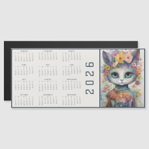 Calendrier Abstrait Aquarelle Chat Vêtu Floraux