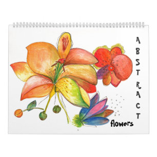Calendrier abstrait de fleurs et d'orchidées