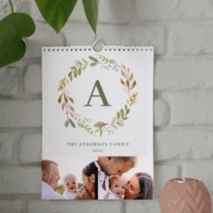 Calendrier Accueil est notre heureux endroit aquarelle feuill
