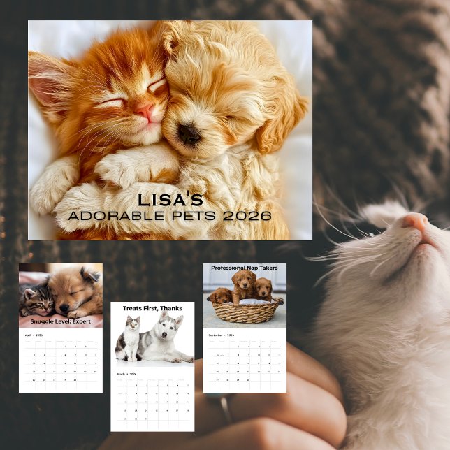 Calendrier Adorable 2026 Pet Calendar With Name (Adorable 2026 Pet Calendar With Name)