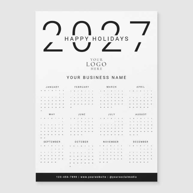 Calendrier affaires logo vacances aimanté moderne  (Devant)