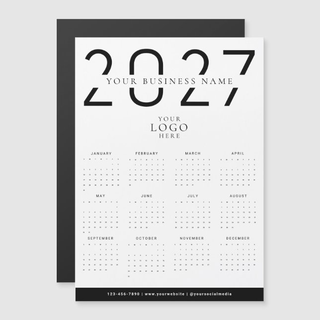 Calendrier affaires moderne minimal 2027 Logo Magn (Devant / Derrière)
