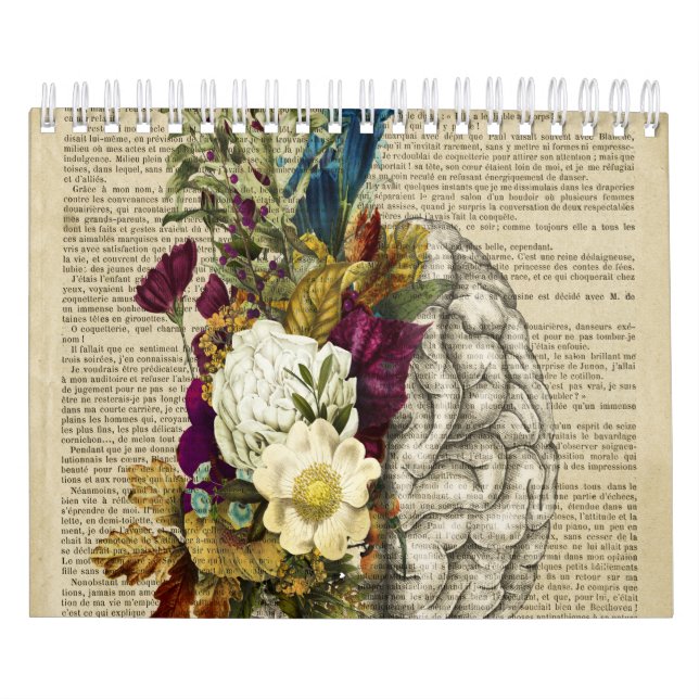 Calendrier affiche d'anatomie du cerveau floral médical (Protection)