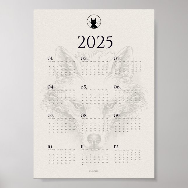 Calendrier Affiche Esquisse Loup 2025 | "Dies Irae (Devant)