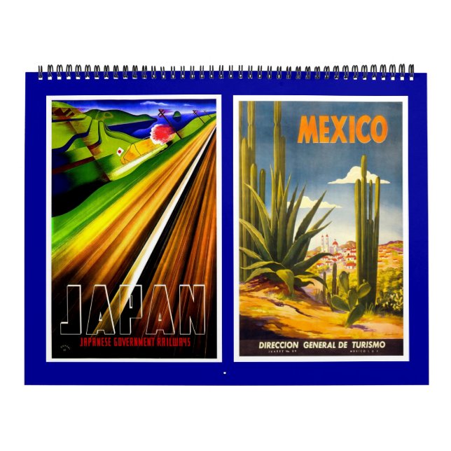 Calendrier Affiches de voyage anciennes (Protection)