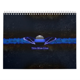 Calendrier Ailes de la ligne bleue mince de la police