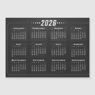 Calendrier aimanté 2026 Noir et Blanc