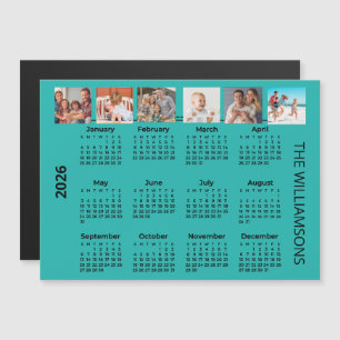 Calendrier aimanté couleur 2026 avec six photos