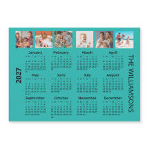 Calendrier aimanté couleur 2027 avec six photos