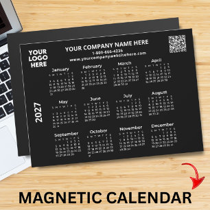 Calendrier aimanté noir QR Code Logo Entreprise 20