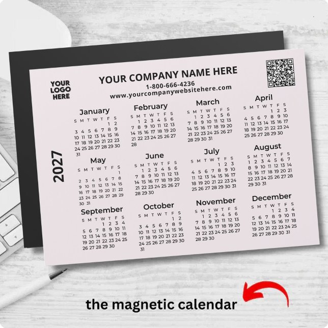 Calendrier aimanté QR Code Logo Entreprise 2027  (Créateur téléchargé)