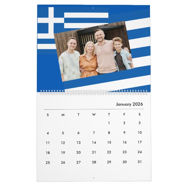 Calendrier Ajouter Photo Grèce Drapeau Η ♥ λ ο ό ρ ι γ  Famil (Jan 2026)