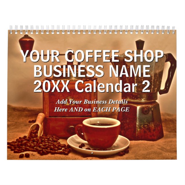 Calendrier Ajouter Votre Boutique De Café Nom D'Entreprise Dé (Protection)