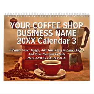 Calendrier Ajouter Votre Boutique De Café Nom D'Entreprise Dé