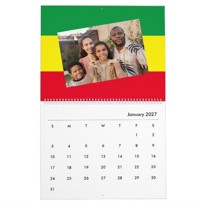 Calendrier Ajouter votre photo | Drapeau Rasta Afrique Ethiop (Jan 2027)