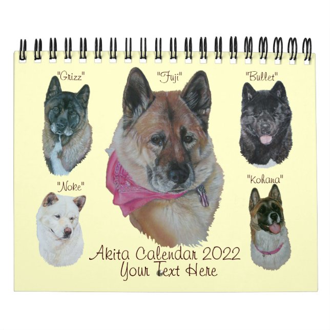 Calendrier akita chien portrait art japonais américain 2022  (Protection)