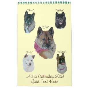 Calendrier Akita portraits de chien art réaliste original 20