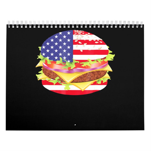 Calendrier Amateurs de barbecue | Hamburger USA Drapeau 4 jui (Protection)