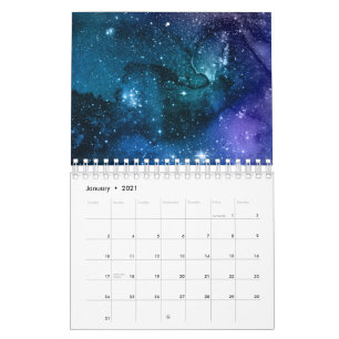 Calendrier Amateurs de Galaxie Ciel Bleu Étoilé Étincelles Bl