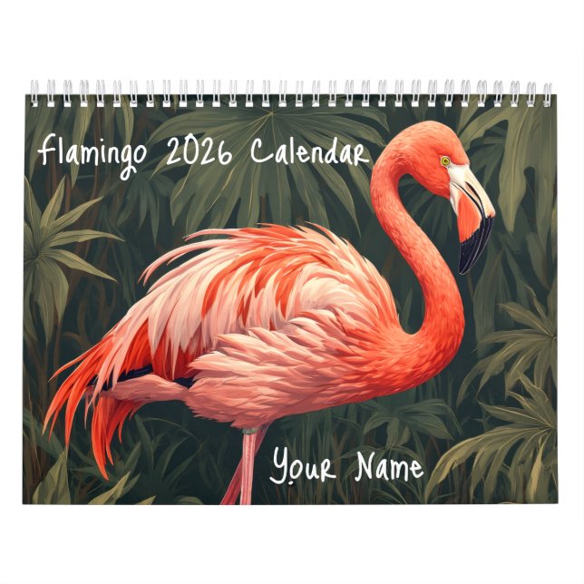 Calendrier American Flamingo 2026,Personalized Name gift (Protection)