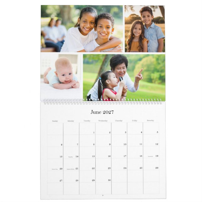 Calendrier Amis de la famille Bleu Multi Photo Personnalisabl (Jun 2027)
