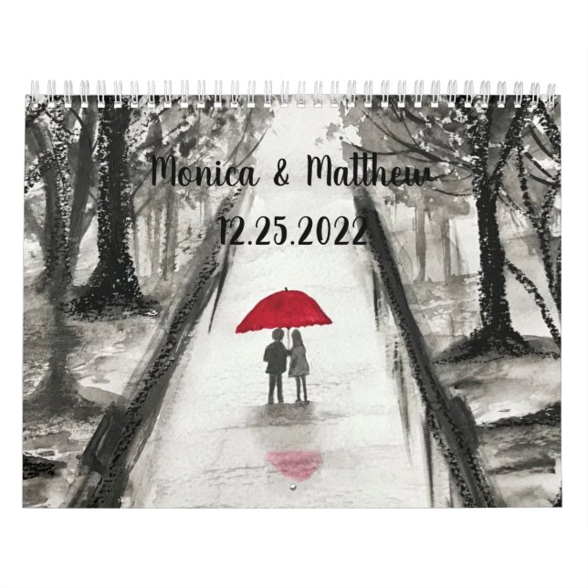 Calendrier Amour couple Mariage Anniversaire mignon Date Nom (Protection)