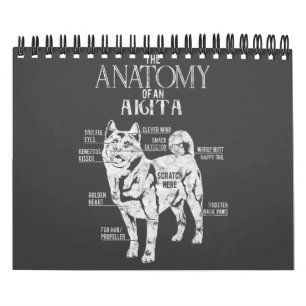 Calendrier Amoureux des chiens Akita  Cool Akita Anatomy Clos