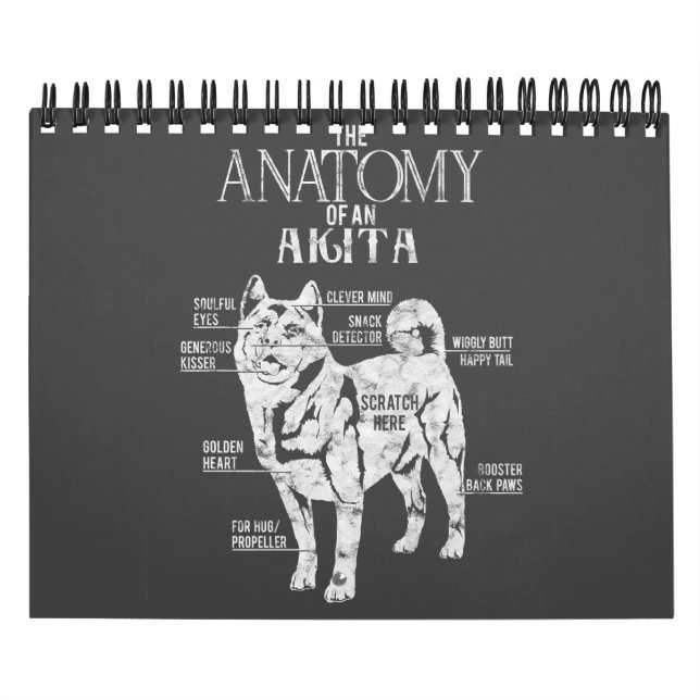 Calendrier Amoureux des chiens Akita| Cool Akita Anatomy Clos (Protection)