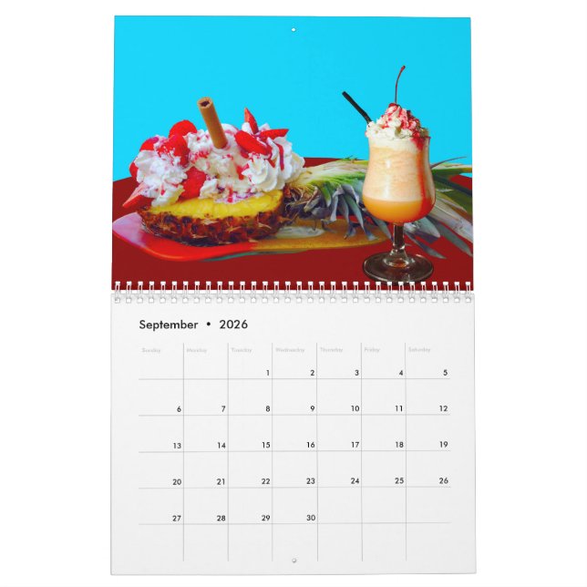 Calendrier Ananas et crème glacée avec un smoothie de fruits (Sep 2026)