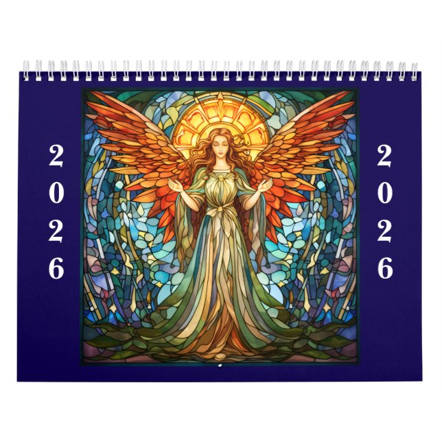 Calendrier anges en verre coloré 2026 (Protection)