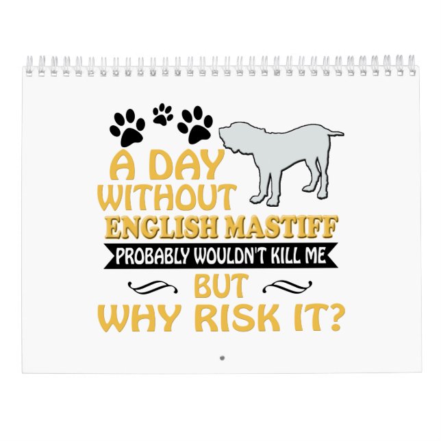 Calendrier anglais 2019 de mastiff maman de 2020 (Dos)