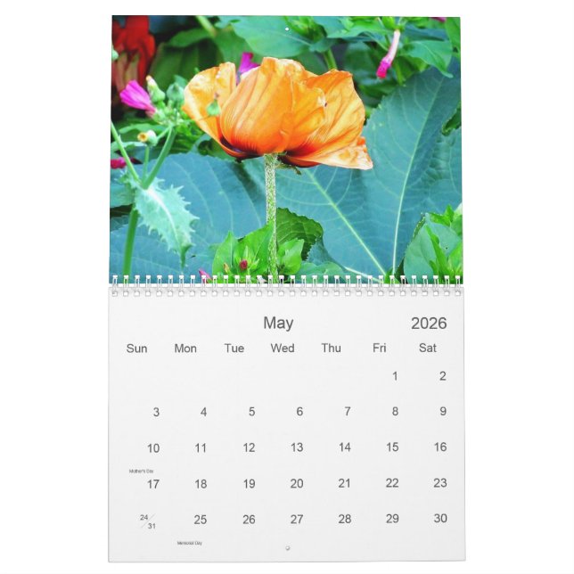 Calendrier Anglais Florals Garden 2024 (Mai 2026)