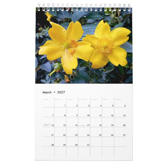 Calendrier Angleterre florale (Mar 2027)
