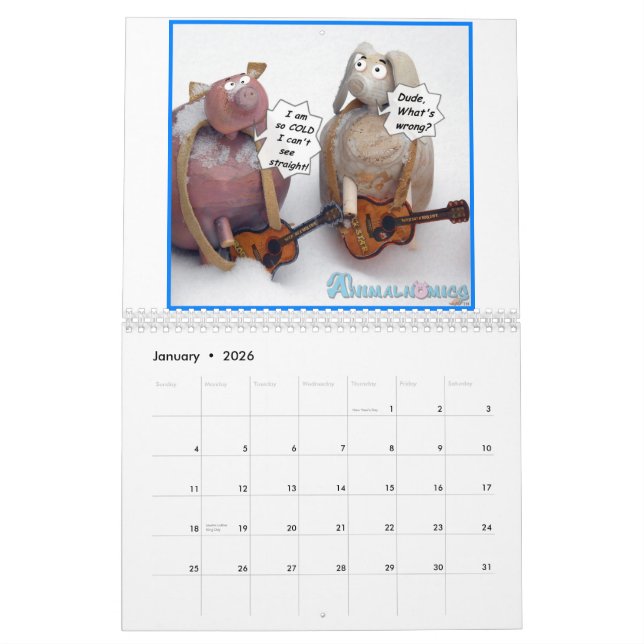 Calendrier animal drôle d'Animalnomics (Jan 2026)